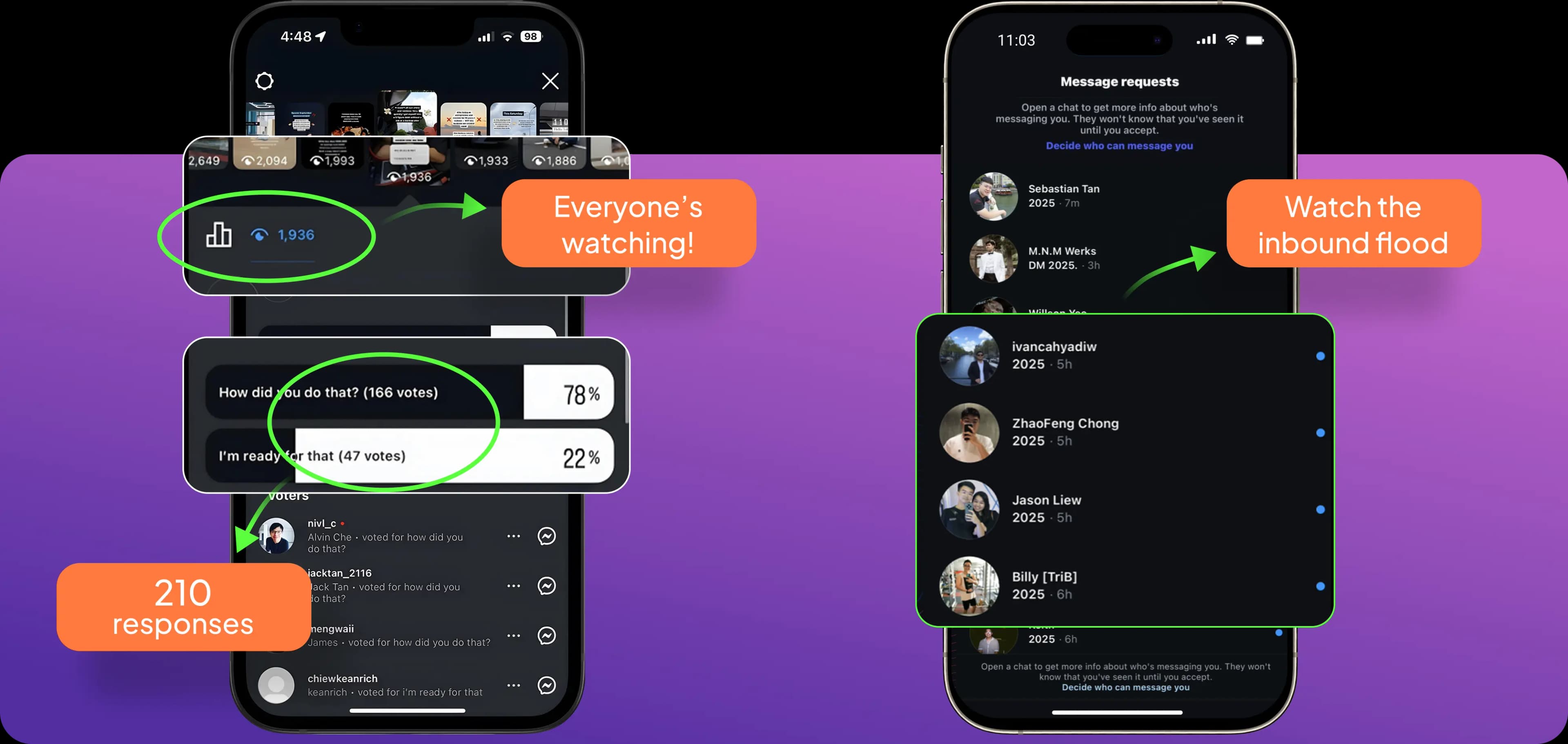 A stream of inbound direct messages from interested prospects