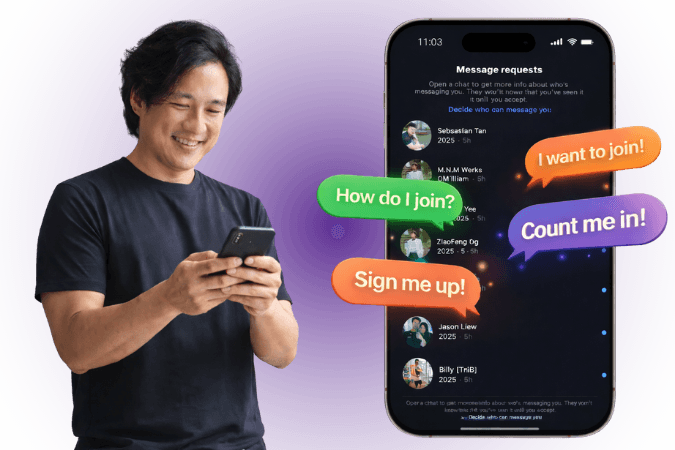 Inbound message requests asking how to join